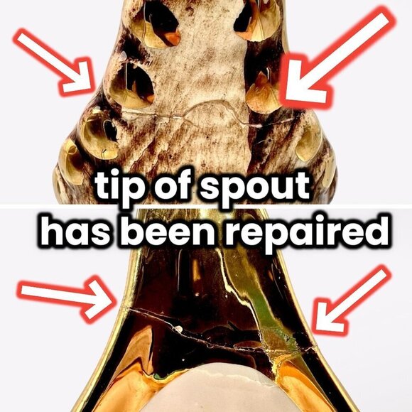 Vintage Ceramic Pitcher Hand Painted Vase Gold Accents - Picture 10 of 10